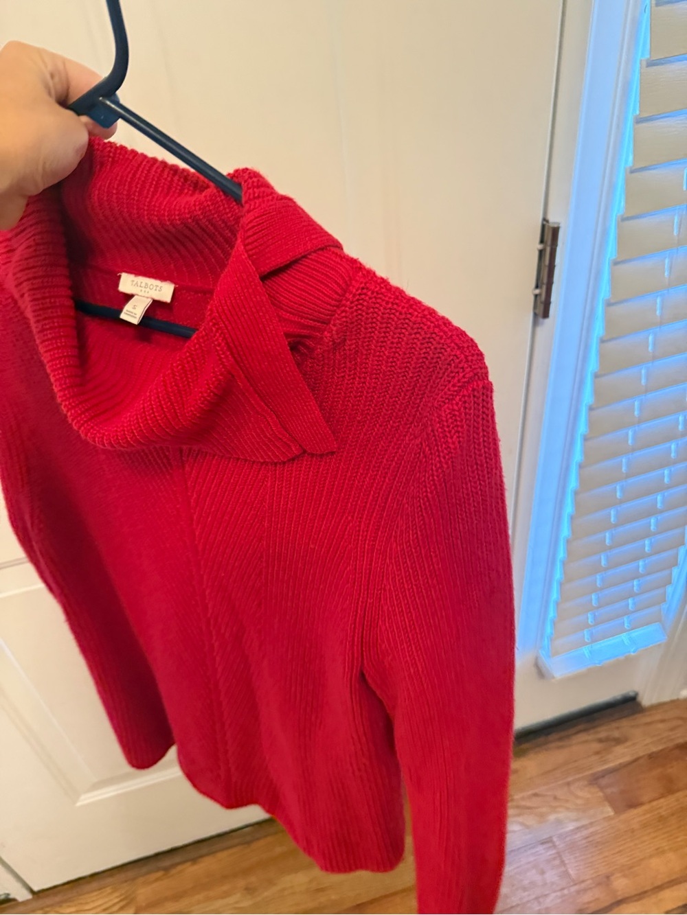 Talbots Red Cowl-Neck Ribbed Sweater - Picture 3 of 6